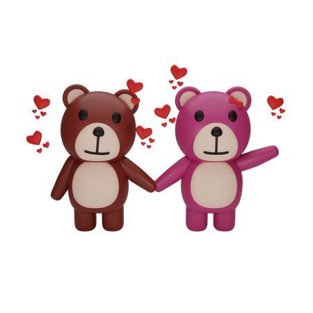 Couple d'ours en peluche  3D Icon