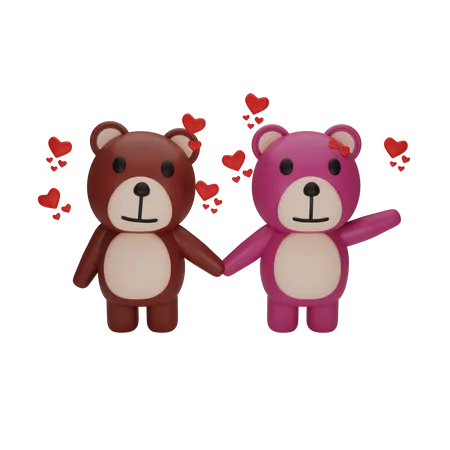 Couple d'ours en peluche  3D Icon