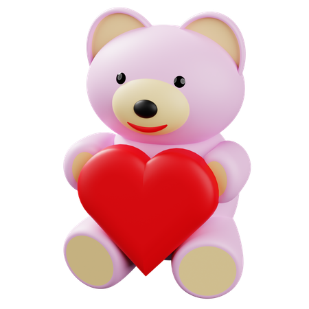 Peluche tenant un coeur  3D Icon