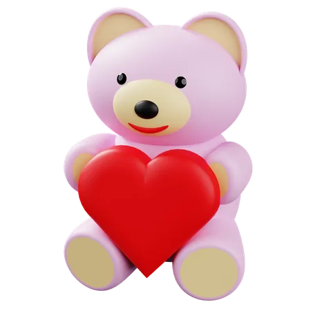 Peluche tenant un coeur  3D Icon