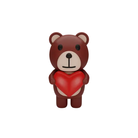 Peluche tenant un coeur  3D Icon