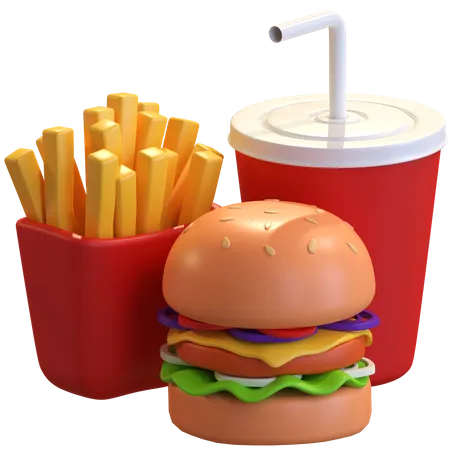 Illustration 3 D De Restauration Rapide Burger Et Cola 3D Illustration