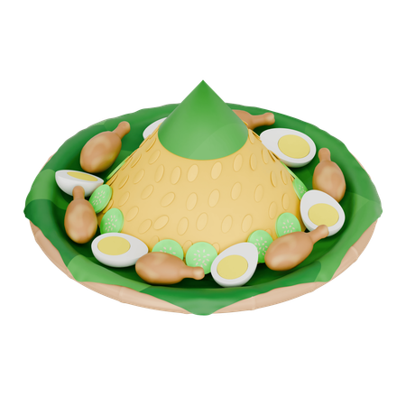 Tumpeng culinaire indonésien  3D Icon