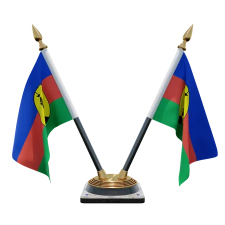 Support de drapeau de bureau double (V) Nouvelle-Calédonie  3D Icon