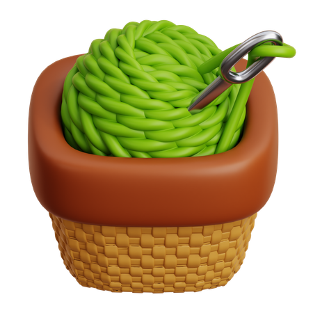 Novelo de lã na cesta  3D Icon