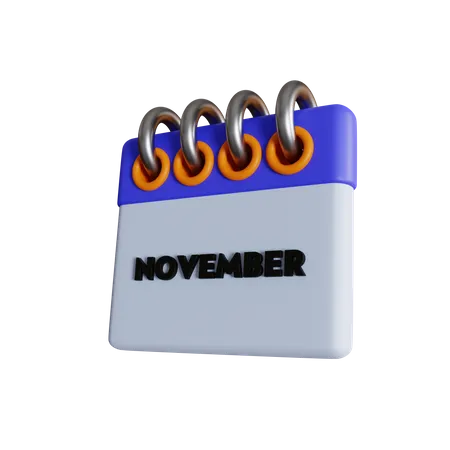 November Calendar With Options Normal And Isometric Views 3D Icon