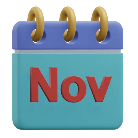 November Calendar 3 D Icon Illustration With Transparent Background 3D Icon