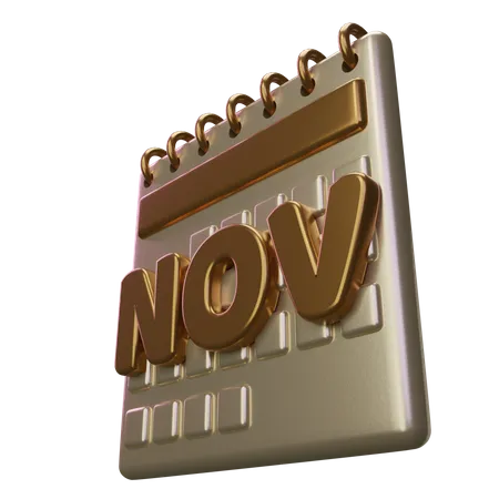 November Month Calendar  3D Icon