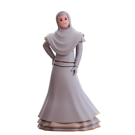 Novia musulmana con la mano en la cintura  3D Illustration
