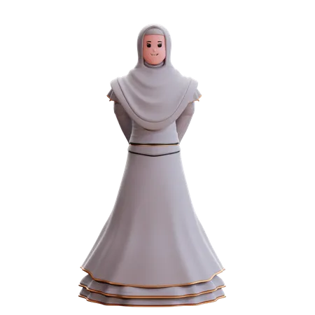 Novia musulmana con las manos detrás  3D Illustration
