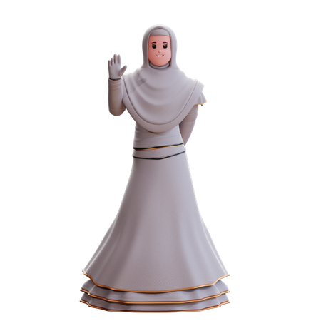 Novia musulmana levantando la mano  3D Icon