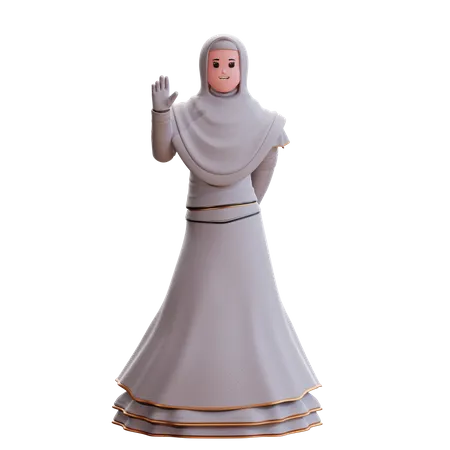 Novia musulmana levantando la mano  3D Illustration
