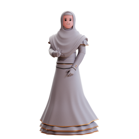 Novia musulmana mostrando los pulgares para arriba  3D Illustration