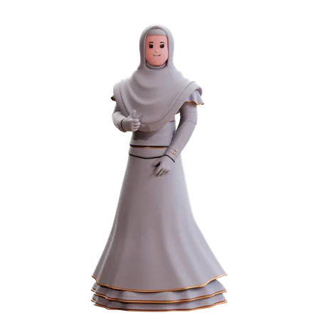 Novia musulmana mostrando los pulgares para arriba  3D Illustration