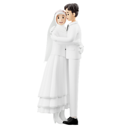 La novia y el novio se abrazan  3D Illustration