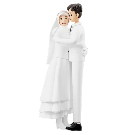 La novia y el novio se abrazan  3D Illustration