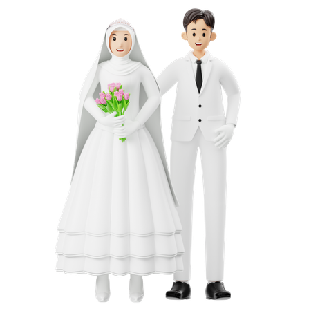 La novia y el novio uno al lado del otro  3D Illustration