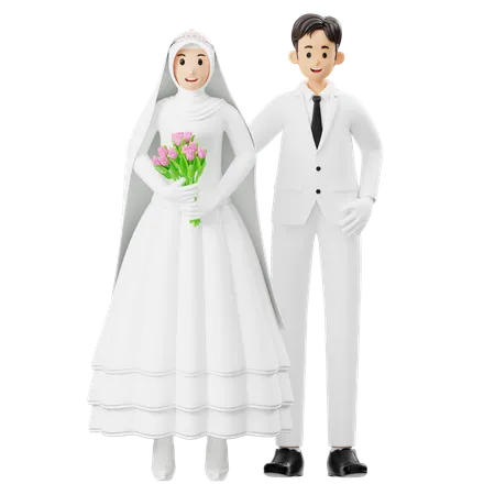 La novia y el novio uno al lado del otro  3D Illustration