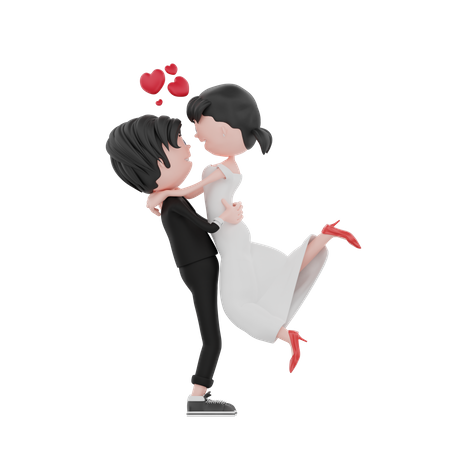 Novio sosteniendo a la novia  3D Illustration