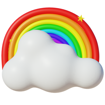 Nuage avec arc en ciel  3D Icon