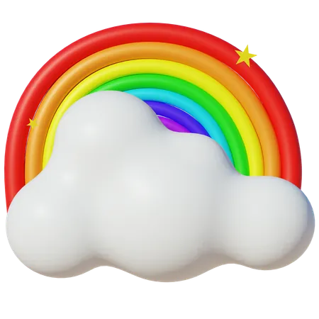 Nuage avec arc en ciel  3D Icon