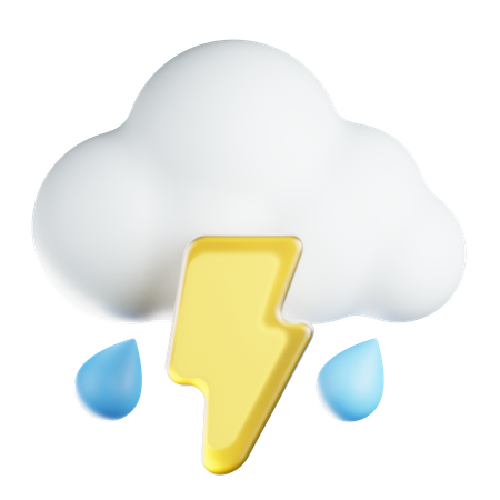 Nuage avec éclairs et pluie  3D Icon