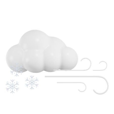 Nuage avec vent et neige  3D Icon