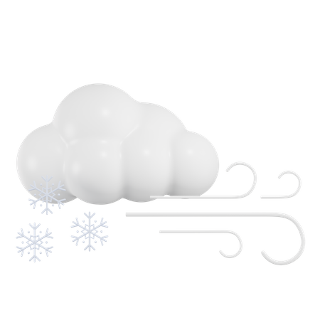 Nuage avec vent et neige  3D Icon