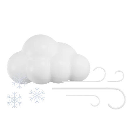 Nuage avec vent et neige  3D Icon