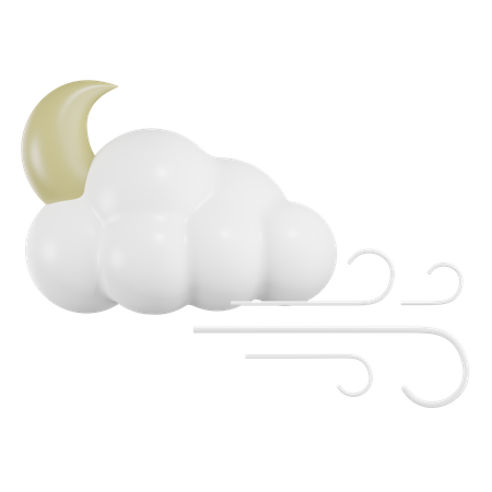 Nuage de lune avec vent  3D Icon