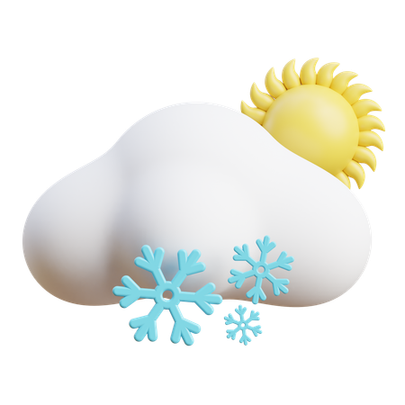 Nuage de neige avec soleil  3D Icon