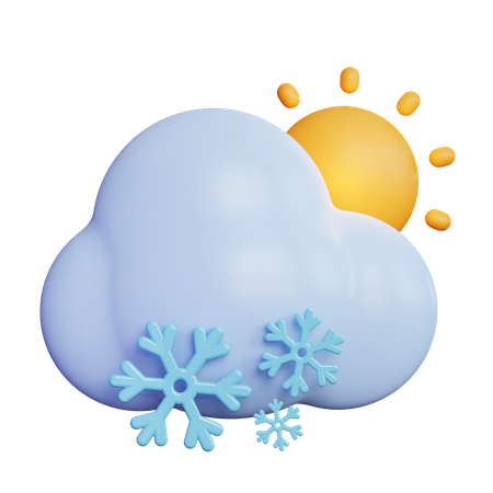 Nuage de neige avec soleil  3D Icon