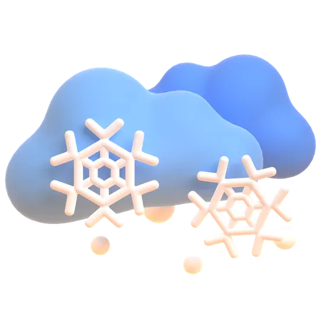 Nuage et flocons de neige  3D Illustration