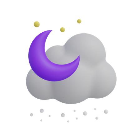 Nuage et lune  3D Icon