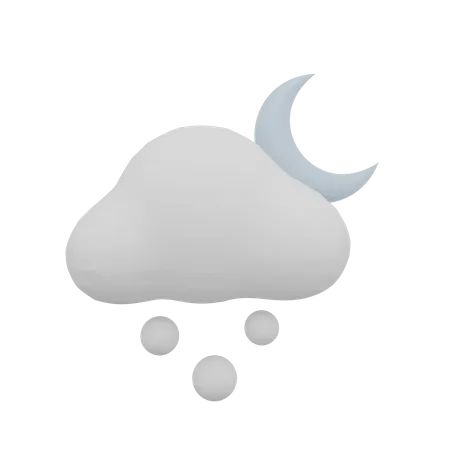 Nuage neige nuit lune météo  3D Icon