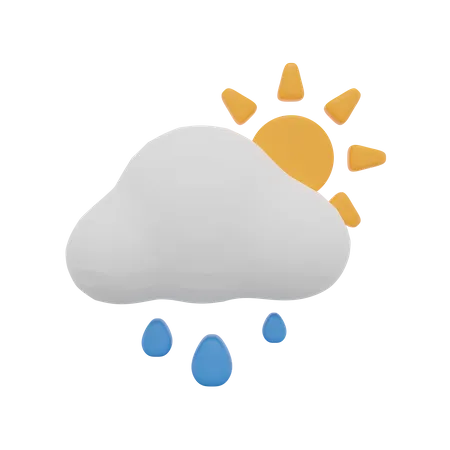 Nuage pluie journée soleil météo  3D Icon