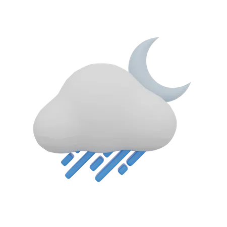 Nuage pluie tempête nuit lune météo  3D Icon