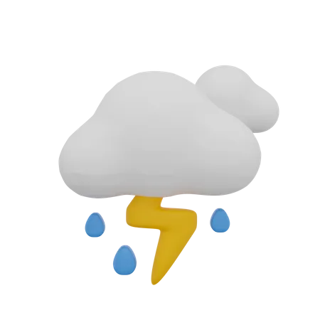 Nuage pluie tempête tonnerre météo  3D Icon