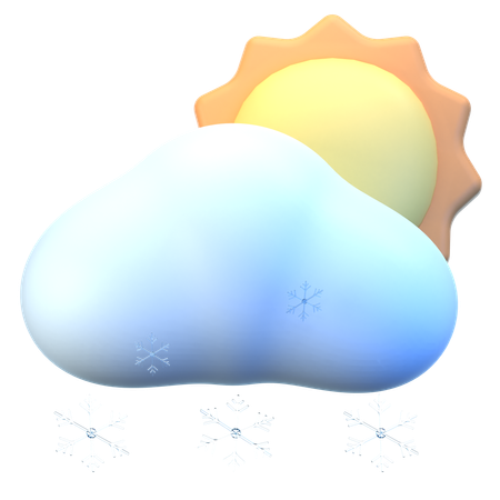 Nuage soleil neige  3D Icon