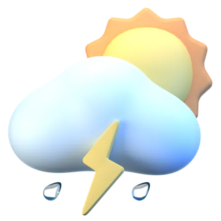 Nuage soleil tempête  3D Icon