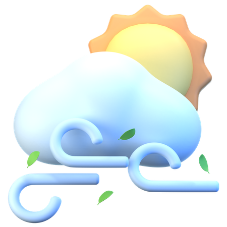 Nuage soleil vent  3D Icon