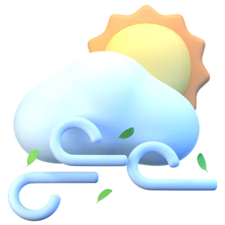 Nuage soleil vent  3D Icon