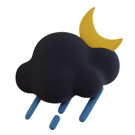 Nuage sombre, forte pluie, lune  3D Icon