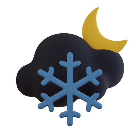 Nuage sombre lune flocon de neige  3D Icon