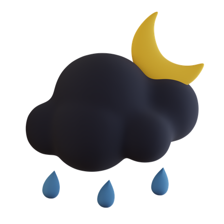 Nuage sombre lune pluvieuse  3D Icon