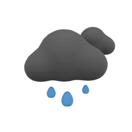 Temps de pluie nuageux sombre  3D Icon