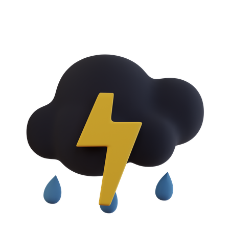 Nuage sombre, pluie, tonnerre  3D Icon