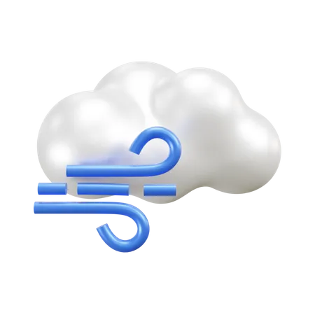 Temps venteux nuage  3D Icon