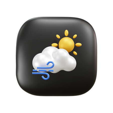 Temps venteux nuage  3D Icon