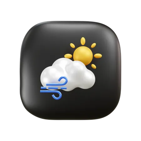 Temps venteux nuage  3D Icon